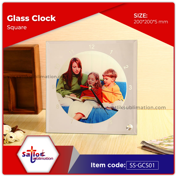 Square Glass with round clock face